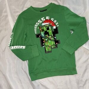 Minecraft Christmas Green Sweatshirt Boys XL